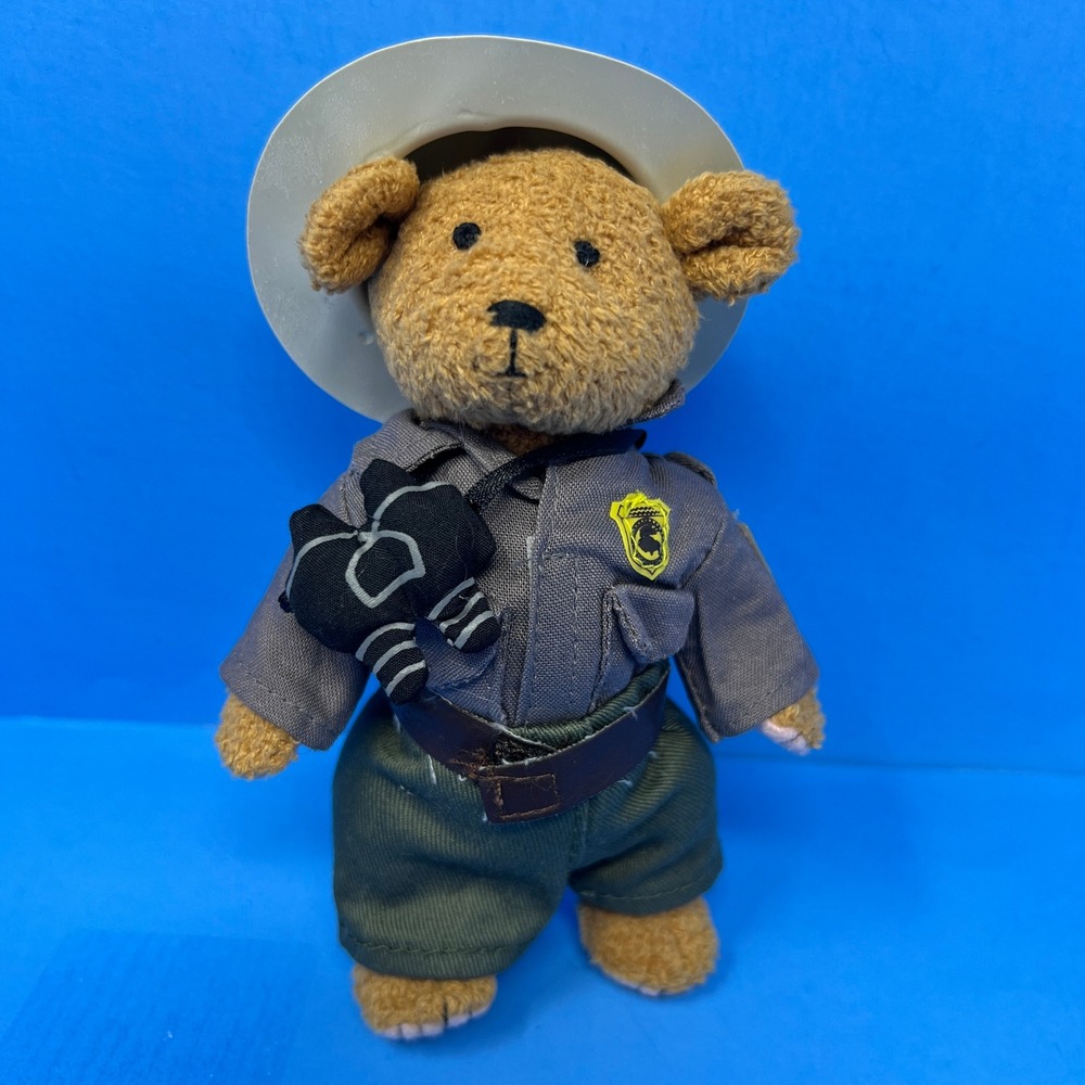 Merry Makers Park Ranger Mini Plush Teddy Bear 6" Brown Uniform Hat Binoculars